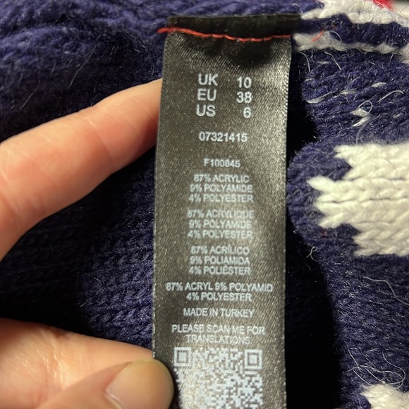 NWOT ASOS Blue Red Nordic Holiday Fair Isle Sweater - Picture 4 of 7